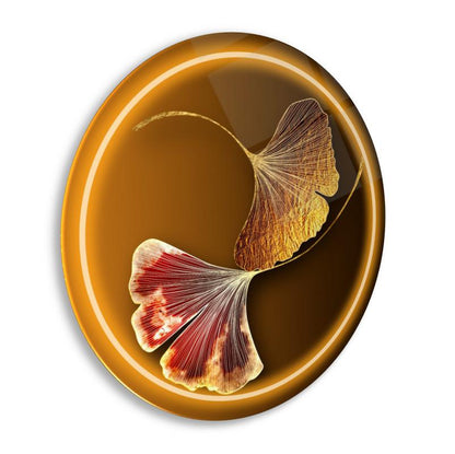 Gold Yaprak Yuvarlak Cam Tablo