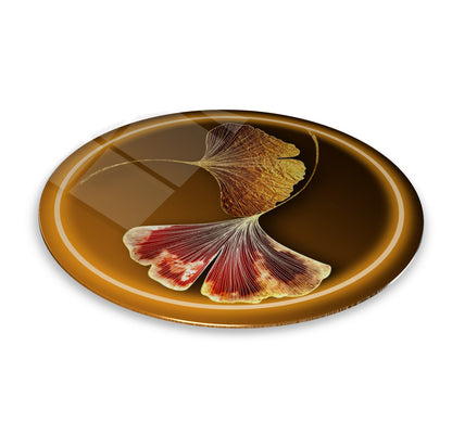 Gold Yaprak Yuvarlak Cam Tablo