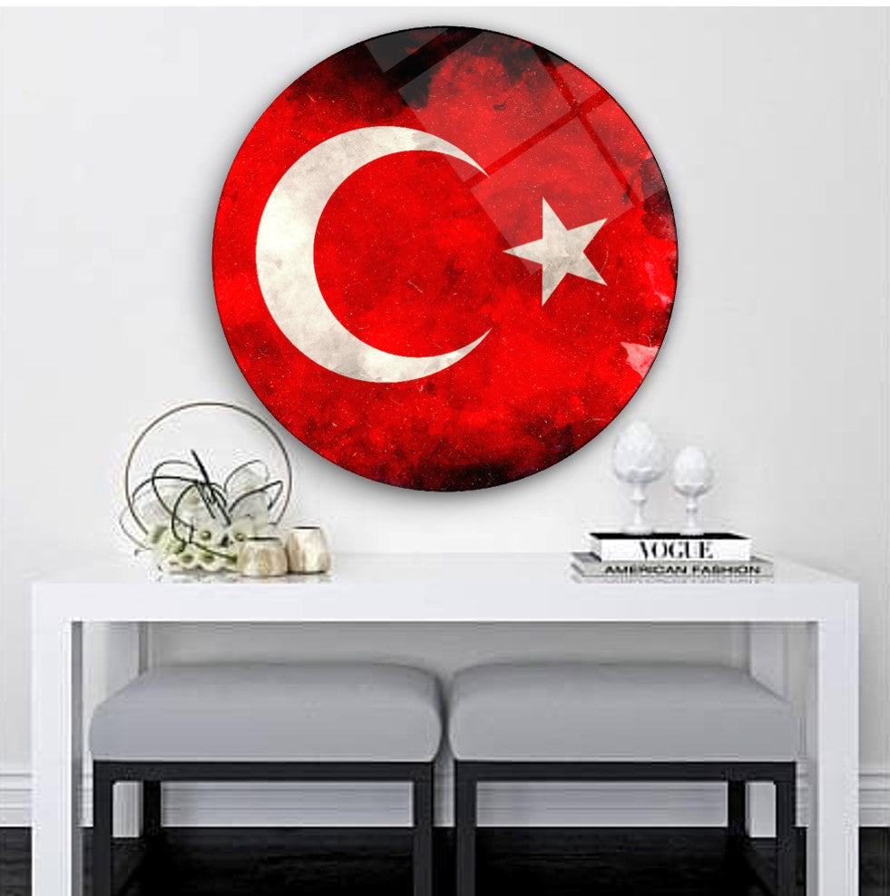 Bayrak Yuvarlak Cam Tablo