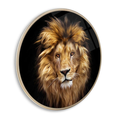 Aslan Yuvarlak Cam Tablo