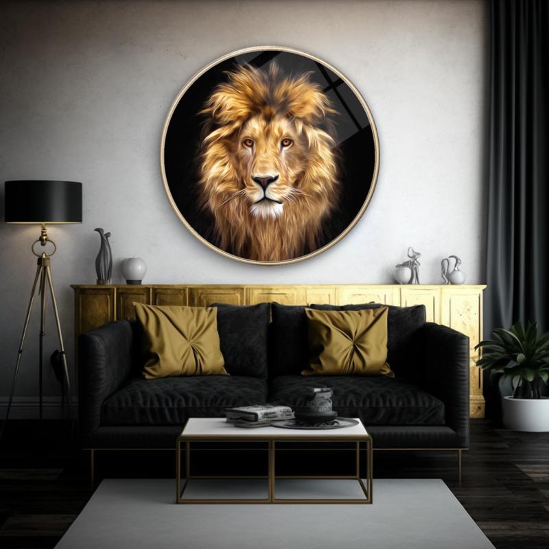 Aslan Yuvarlak Cam Tablo