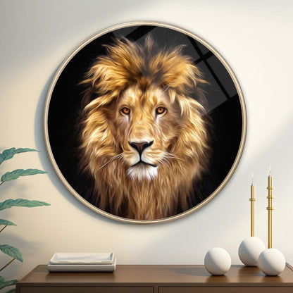 Aslan Yuvarlak Cam Tablo