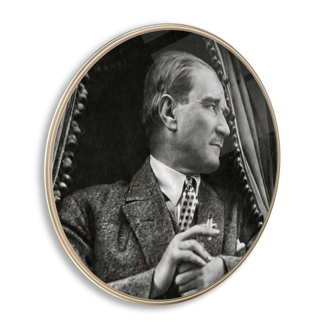 Atatürk Yuvarlak Cam Tablo