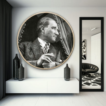 Atatürk Yuvarlak Cam Tablo