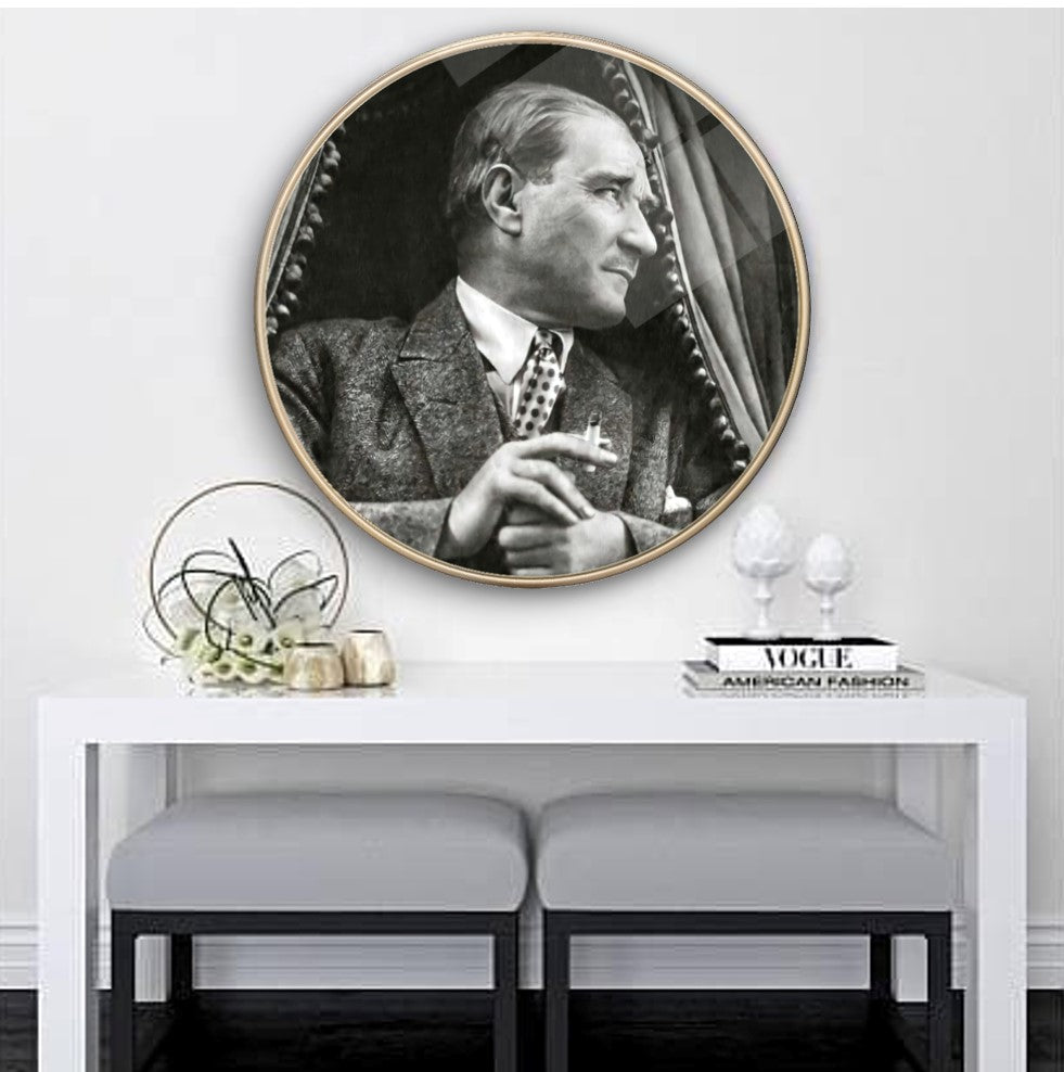 Atatürk Yuvarlak Cam Tablo