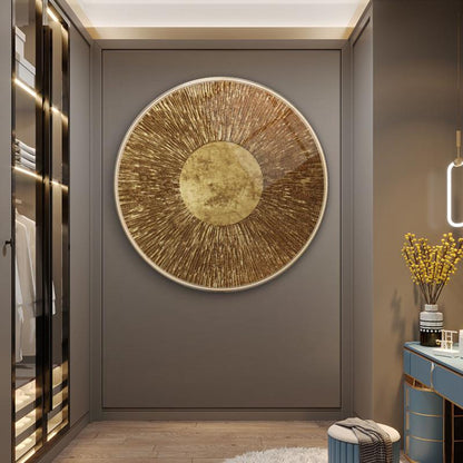 Gold Desen Yuvarlak Cam Tablo