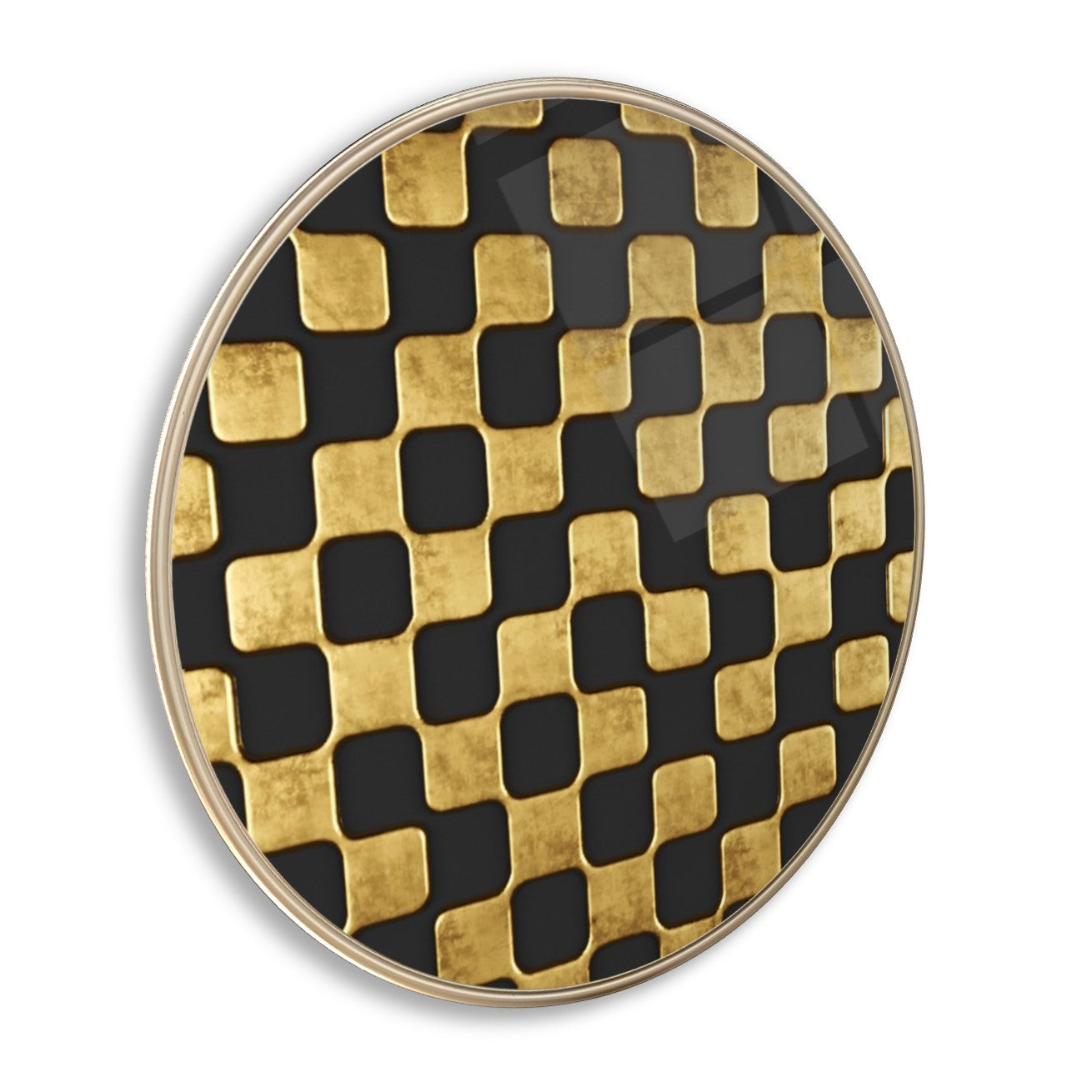 Gold Desen Yuvarlak Cam Tablo