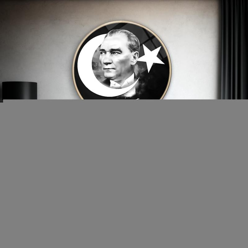 Atatürk Yuvarlak Cam Tablo