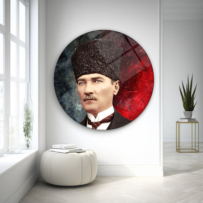 Atatürk Yuvarlak Cam Tablo