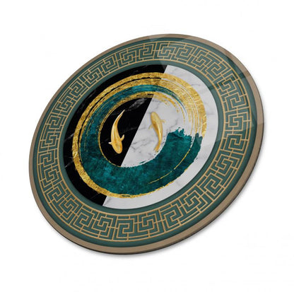 Gold Balıklar Yuvarlak Cam Tablo