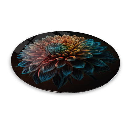 Lotus Çiçeği Yuvarlak Cam Tablo