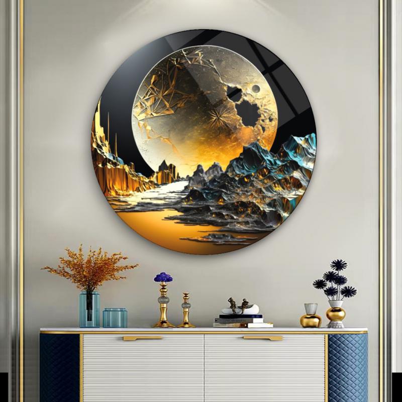 Gece Manzarası Yuvarlak Cam Tablo