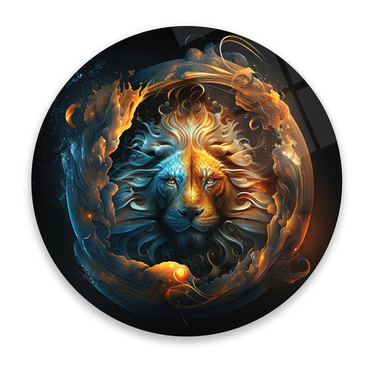 Aslan Yuvarlak Cam Tablo