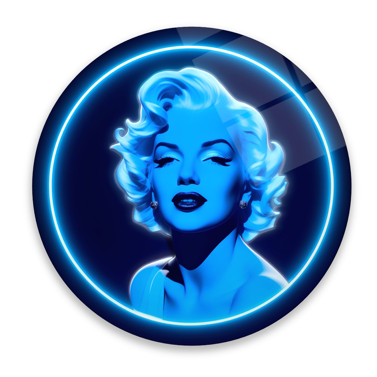 Neon Görünümlü Marilyn Monroe Yuvarlak Cam Tablo