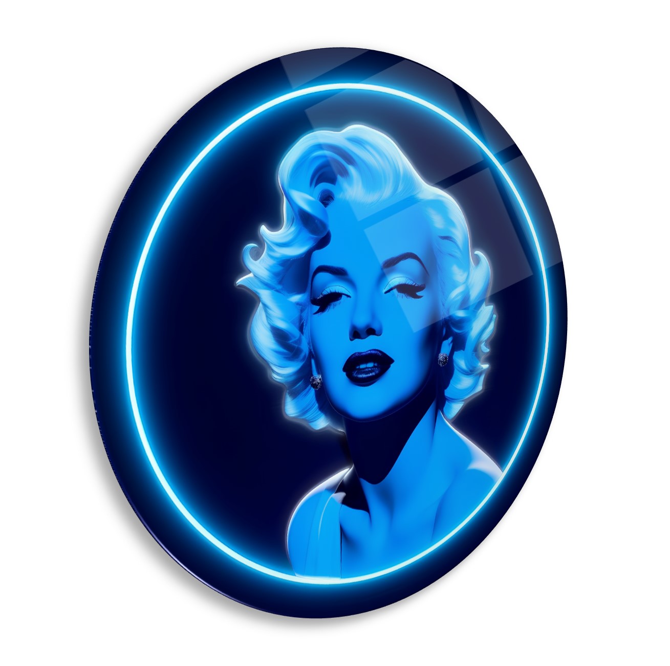 Neon Görünümlü Marilyn Monroe Yuvarlak Cam Tablo