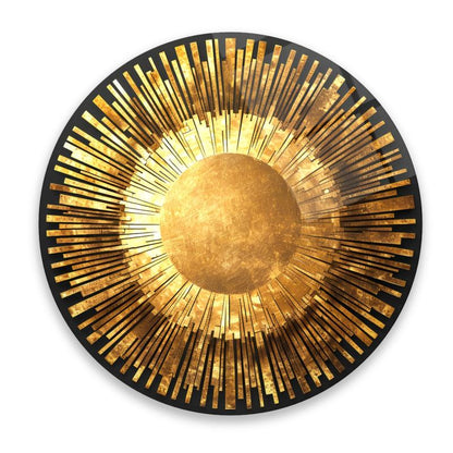 Gold Soyut Yuvarlak Cam Tablo